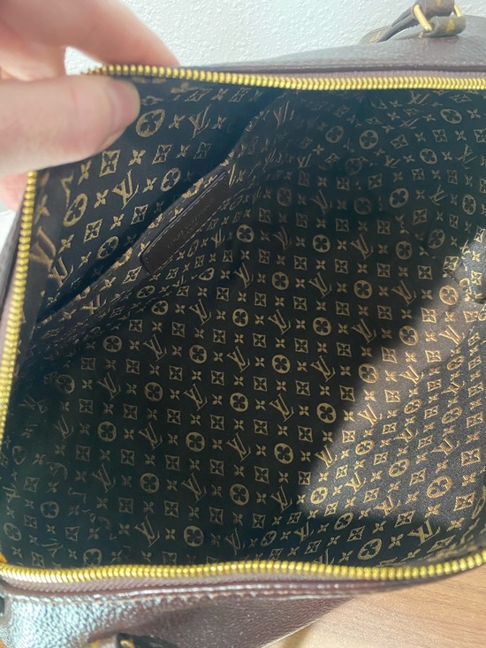 Dark Brown Leather Shoulder Bag with Monogram Straps - Picture 6 of 7